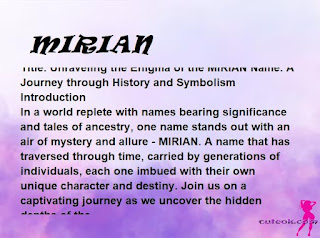 meaning of the name "MIRIAN"