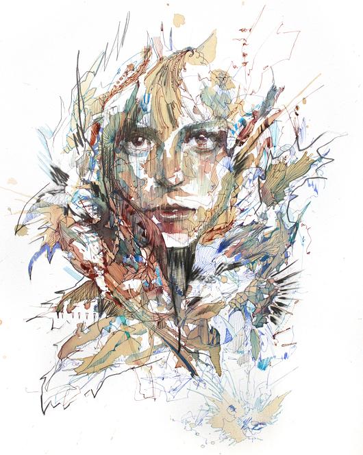 Carne Griffiths pinturas mulheres e flores com chás vodca e uisque