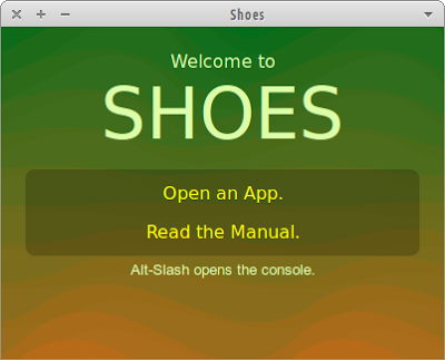 Shoes (Ruby GUI Toolkit) running on Xubuntu 12.04