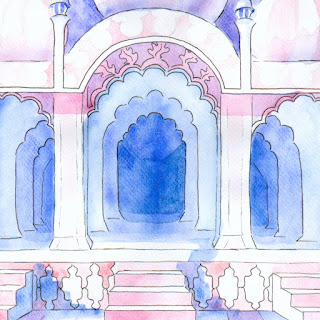 Safdarjung's Tomb watercolor painting