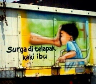 gambar bak truk lucu - surga di telapak kaki ibu