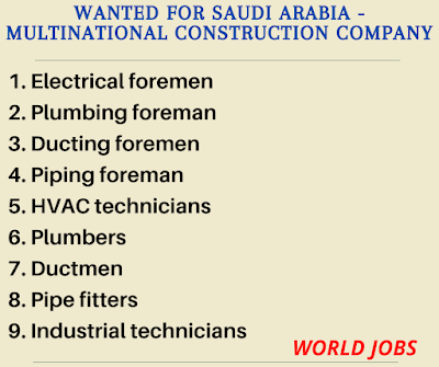 Wanted for Saudi Arabia - Multinational Construction Company