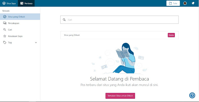 Jika setelah Sobat klik muncul halaman baru atau Dashboard blog seperti gambar berikut. Berarti Blog sudah berhasil di buat Sob. 