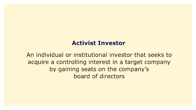 An individual or institutional investor that seeks to acquire a controlling interest in a target company by gaining seats on the company’s board.