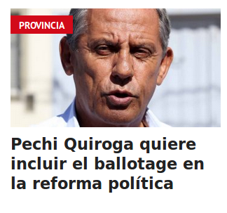 Pechi Quiroga quiere incluir el ballotage en la reforma política