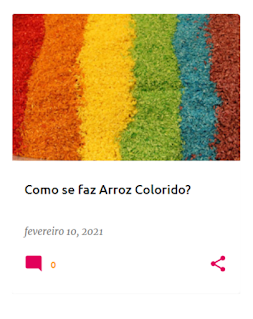 Arroz colorido, disposto pela ordem das cores do arco-íris