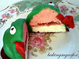 Recipe for Danish frog cake, cross-section