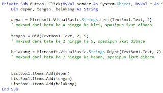 Strings Visual Basic, Penggunaan Strig Visual Basic, Penggunaan String Vb.
