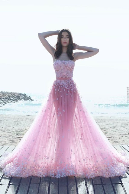 Pink-Evening-Gown-Ball-Gown-Tulle