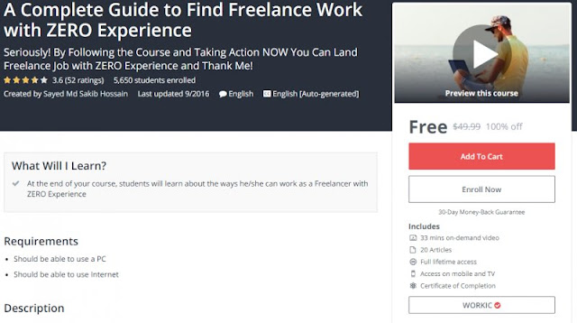 [100% Off] A Complete Guide to Find #Freelance Work with ZERO Experience| Worth 49,99$