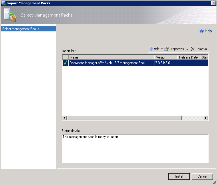 operations manager apm web iis 7 management pack