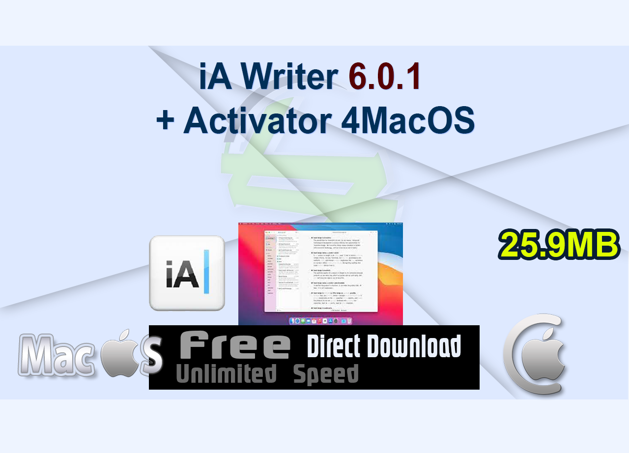 iA Writer 6.0.1 + Activator 4MacOS