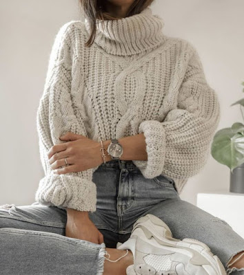 chunky knit sweater white
