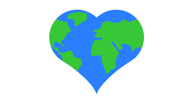 Drawing of the earth in the form of a heart