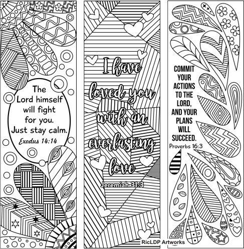 6 Bible verse coloring bookmarks