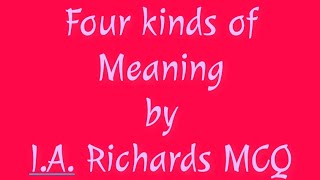 Four Kinds of Meaning by I A Richards