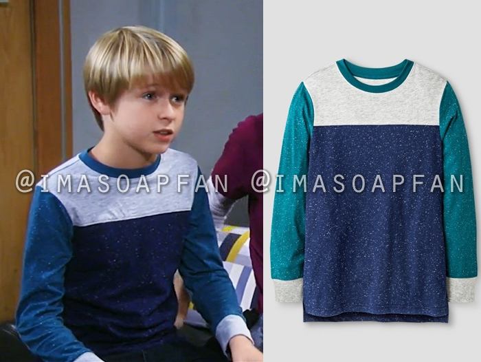 Jake Spencer, Hudson West, Blue and Grey Colorblock T-Shirt, General Hospital, GH