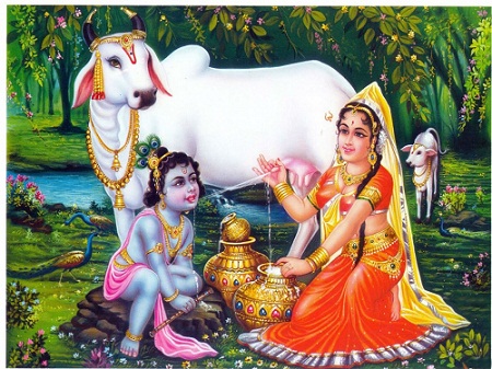 God Krishna Image with Mother Yashoda Mata