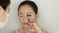 Asian Hooded Eyelids Makeup - Curl the lashes and hold for 5 second for long lasting curling effect.