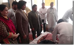 Principal RMC and MD Baitulmal pakistan and Dr Shazia visiting blood donation camp