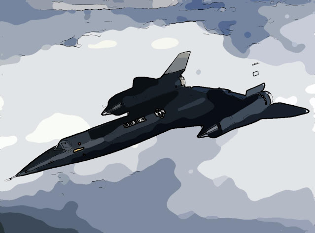 Рисунок SR-71 на фоне облаков