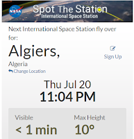 Tool for determining when the space station will pass over any location