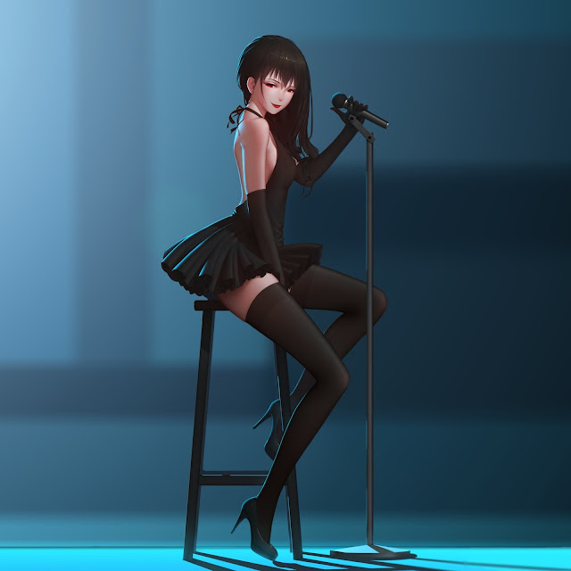 Anime Girl Singing Chair Microphone