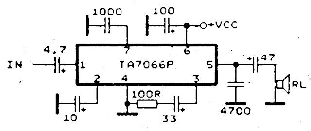 Power audio amplifier circuit using IC TA7066P