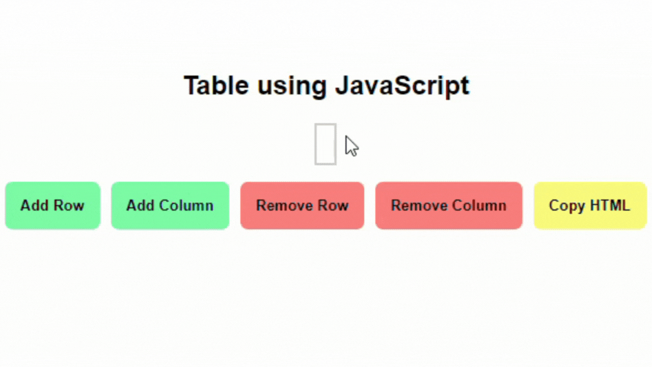 Create Table using JavaScript Dynamically in HTML