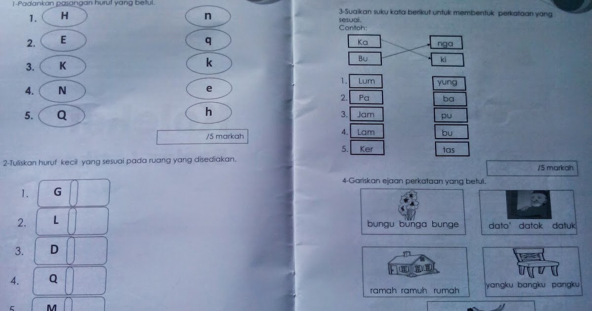 Contoh Soalan Matematik Kemasukan Tahun 1 - Persoalan u