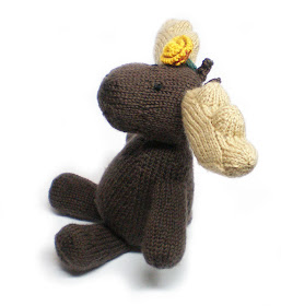 A sweet knitted moose called Marigold.