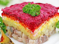 UKRAINIAN HERRING SHUBA (LAYERED VEGETABLE AND FISH SALAD)