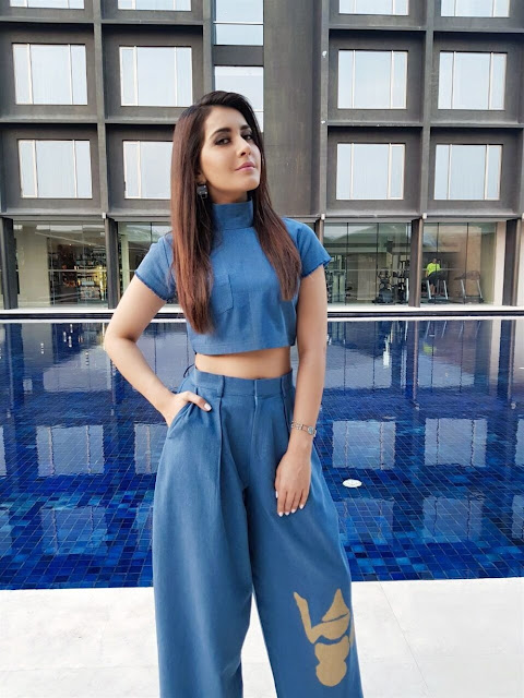 Raashi Khanna Pic In Blue Top And Loose Pant