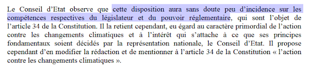 Avis du Conseil d'Etat sur l'inscription du climat dans la Constitution