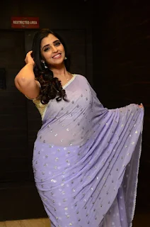 Shyamala saree pics at 30 Rojullo Preminchadam Ela Movie Thanks Meet