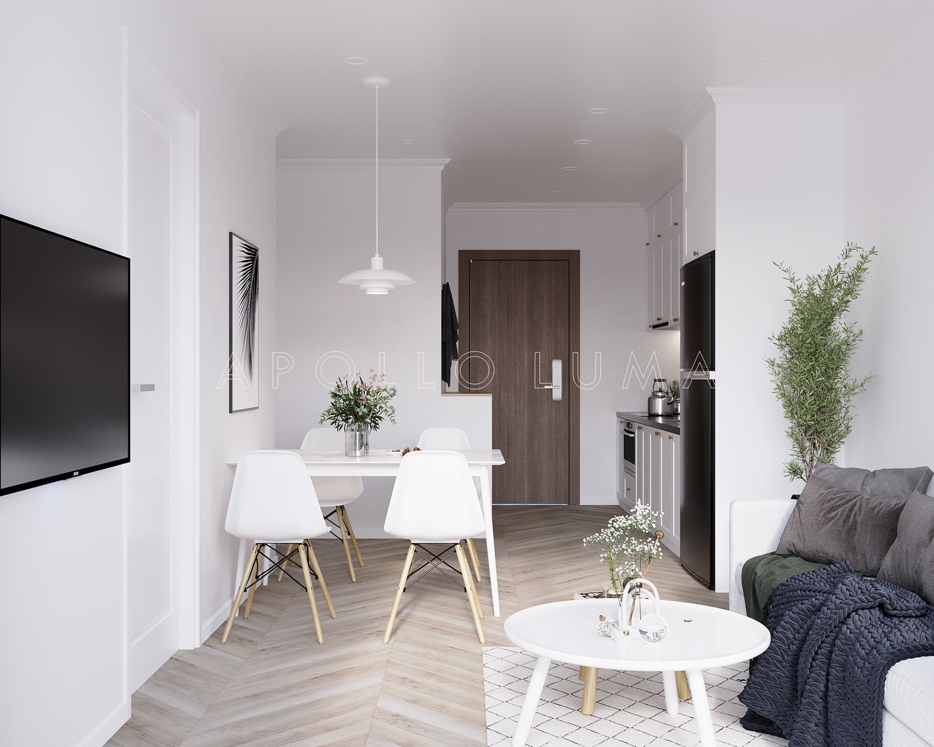 thiết kế nội thất căn hộ 2PN tòa SA2 Vinhomes Smart City phong cách Scandinavian