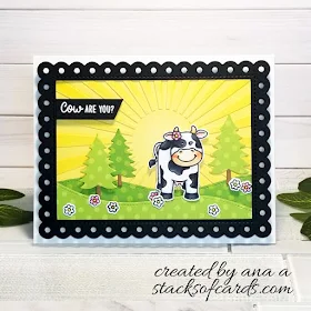 Sunny Studio Stamps: Miss Moo Frilly Frames Polka Dots Customer Card by Ana A