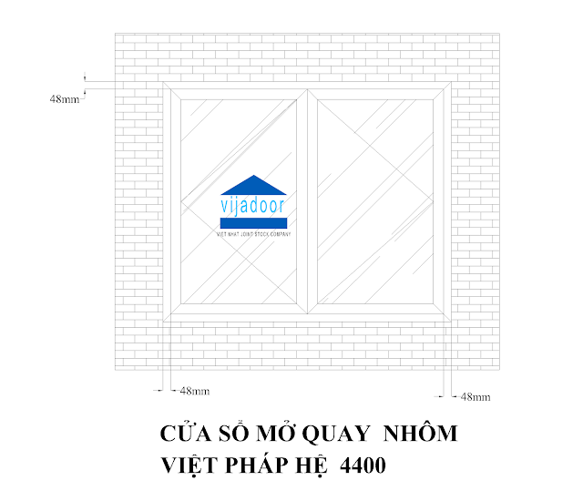 Cửa sổ mở quay  nhôm Việt Pháp hệ 4400