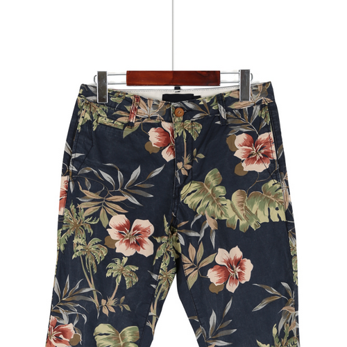 Navy Hawaiian Print Pants