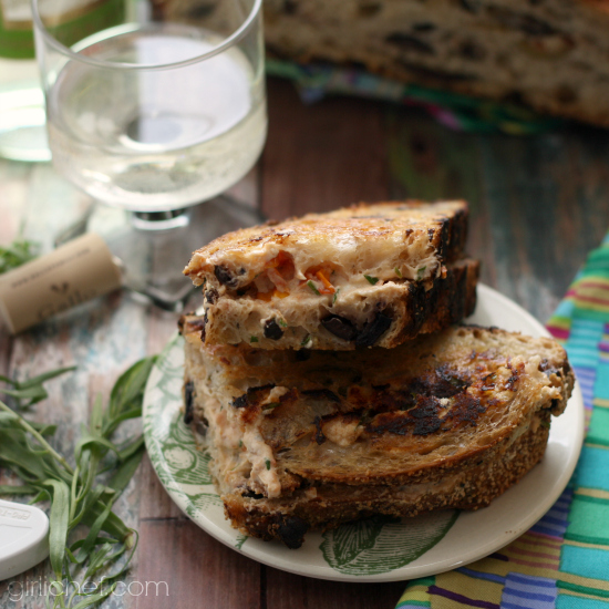 Grilled Goat Cheese w/ Tomato & Tarragon on Olive Bread