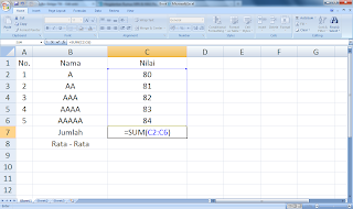 fungsi SUM dalam Excel