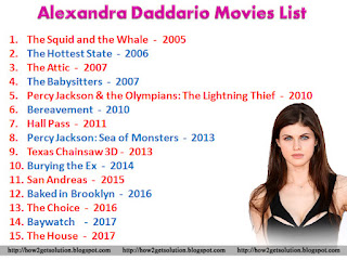 AlexandraDaddario, The Squid and the Whale 2005 to The House 2017