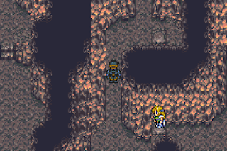 The parties explore the Dragons' Den in Final Fantasy VI.