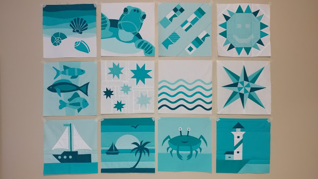 Ocean themed quilt blocks for QAL By the Sea