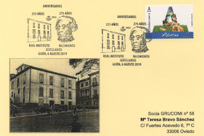 tarjeta, matasellos, Jovellanos, Gijón