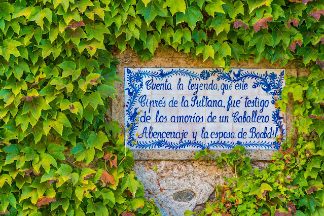 Azulejo en el Patio del Ciprés de la Sultana