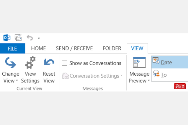 Outlook Views : Folder Pane, To-Do Pane, Message Preview, View Settings, dan lainnya