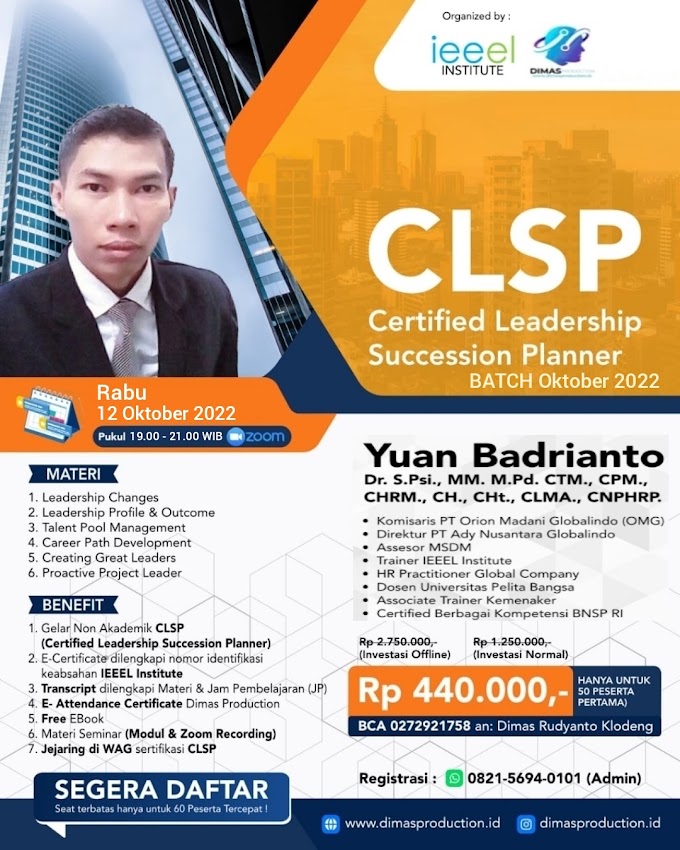 WA.0821-5694-0101 | Certified Leadership Succession Planner (CLSP) 12 Oktober 2022