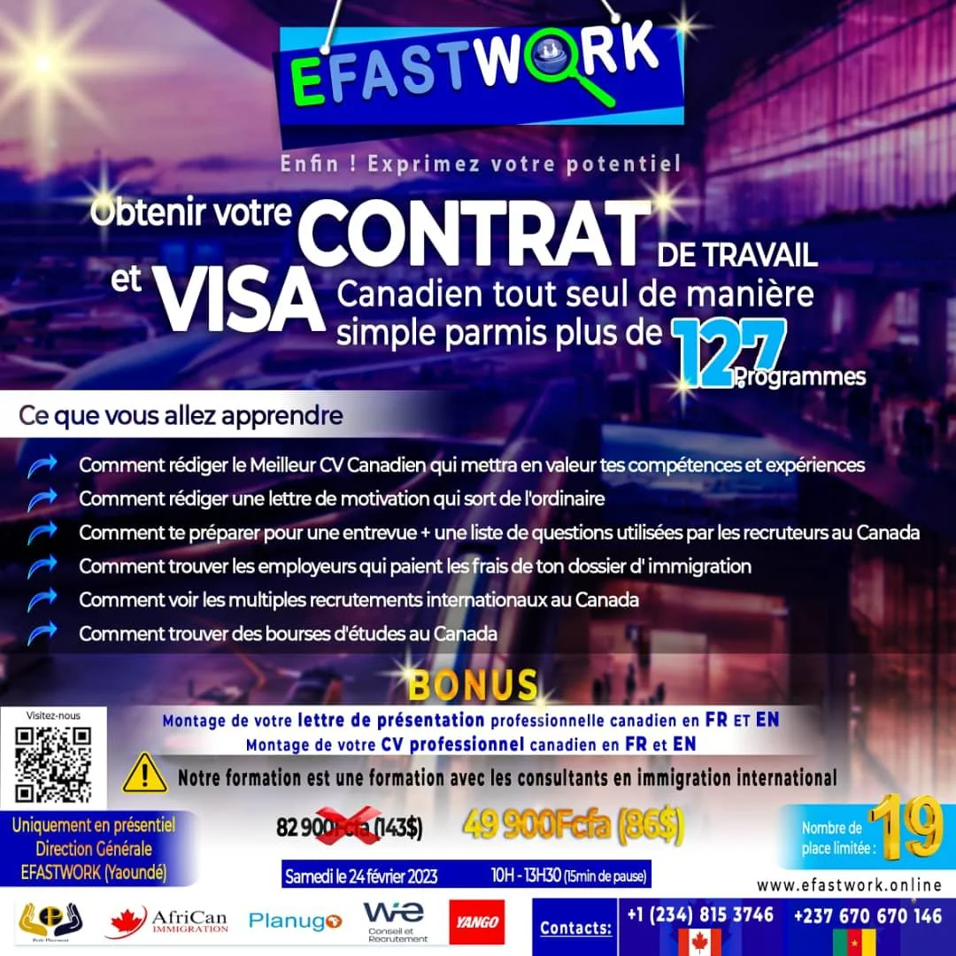 Obtenez votre contrat de travail et visa Canadien avec Efastwork