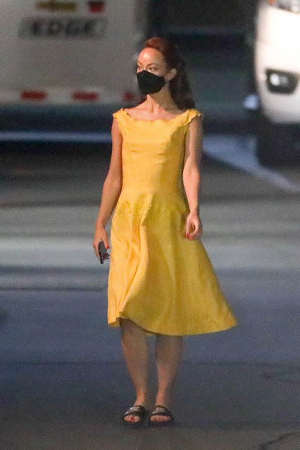 Olivia Wilde dressed in a yellow on the set of "Don't Worry Darling" in Los Angeles 6 HQ Pics